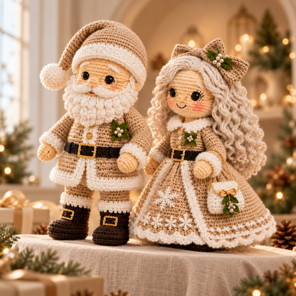 Weihnachtsmann & Frau Weihnachtsmann Amigurumi Puppen Häkelanleitung Set