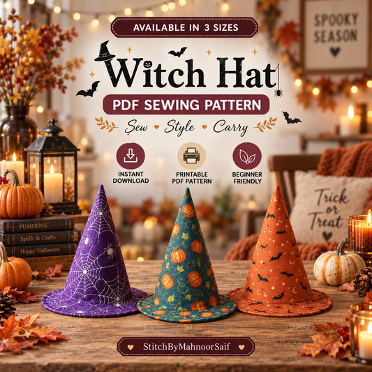 Hexenhut-Schnittmuster – Halloween-Kostüm DIY, Größen S-L