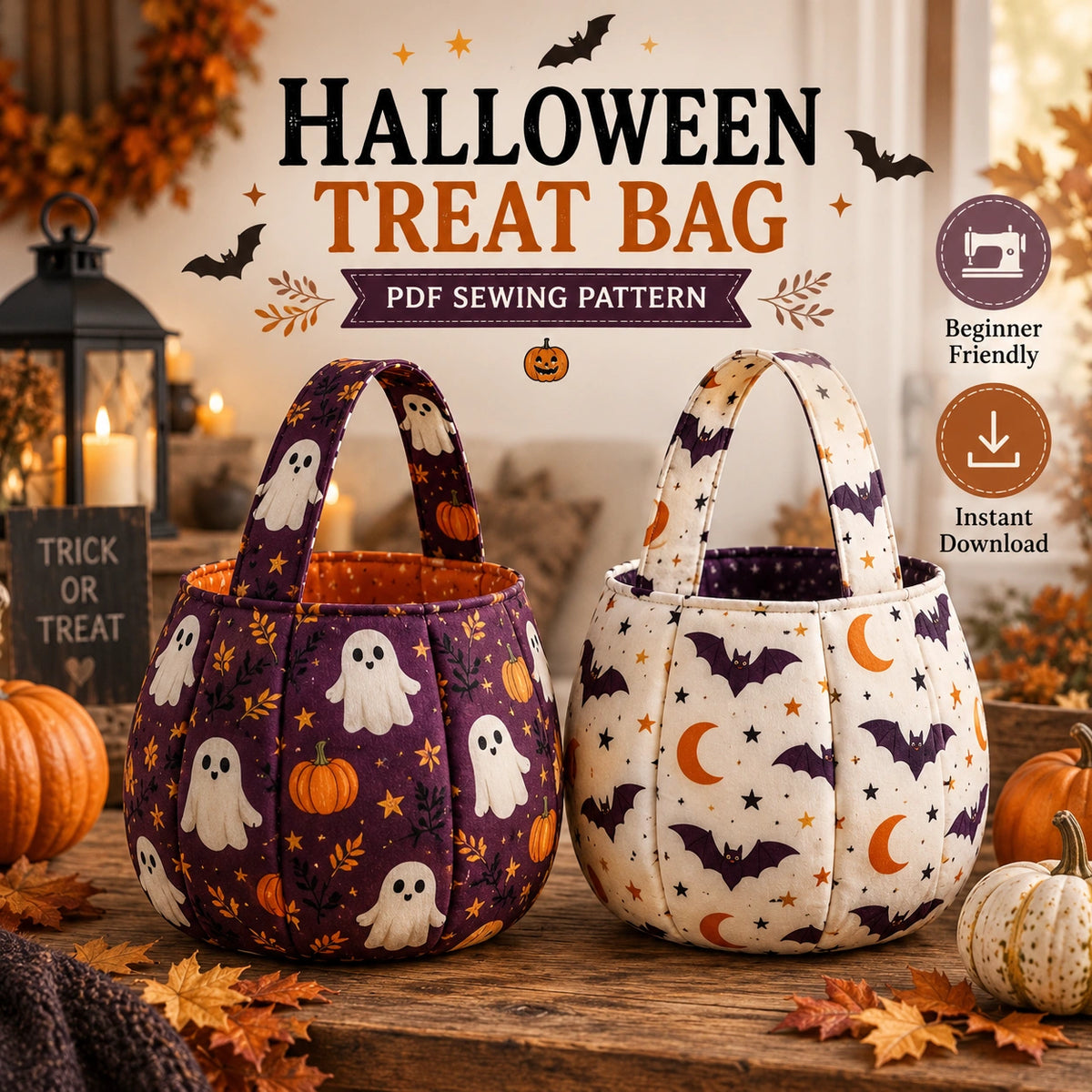 Halloween Süßigkeitentasche Schnittmuster 🎃