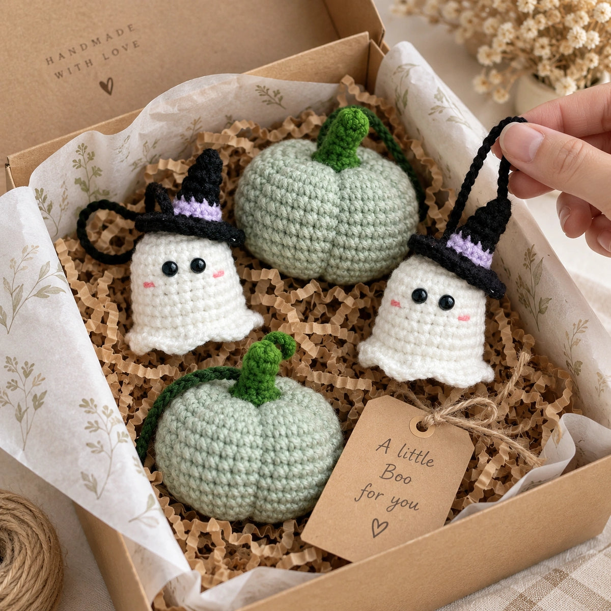 Pumpkin & Ghost Crochet Pattern – Halloween Hanging Decoration