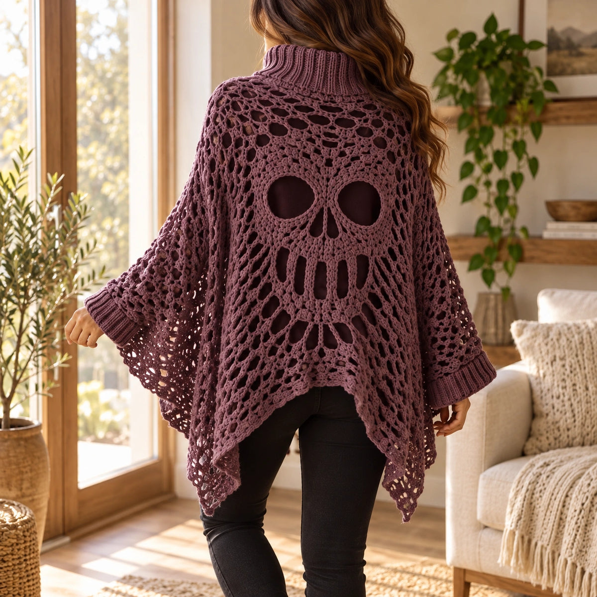 Häkelanleitung für einen Gothic-Totenkopf-Spitzenponcho