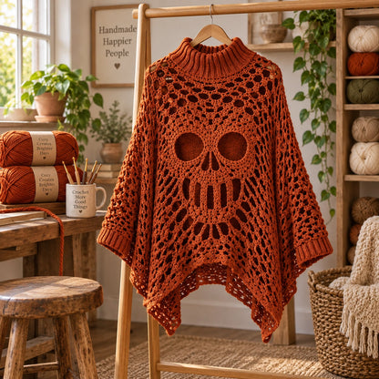 Häkelanleitung für einen Gothic-Totenkopf-Spitzenponcho