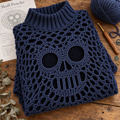 Häkelanleitung für einen Gothic-Totenkopf-Spitzenponcho