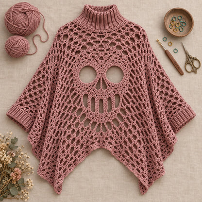 Häkelanleitung für einen Gothic-Totenkopf-Spitzenponcho