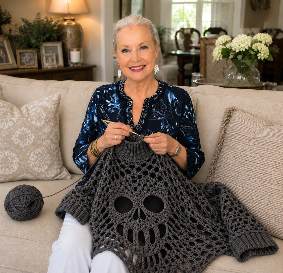 Häkelanleitung für einen Gothic-Totenkopf-Spitzenponcho