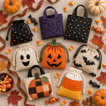 Nähanleitung für Halloween-Süßigkeitentaschen - 15 Projektdesigns