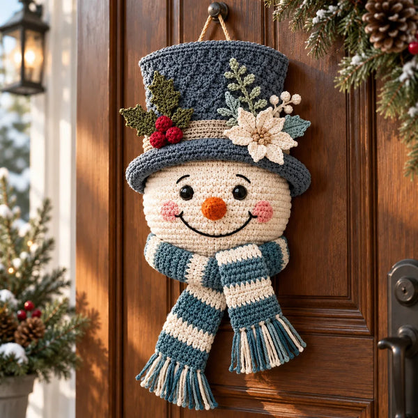 Winterbeeren-Schneemann Türhänger Häkelanleitung ☃️