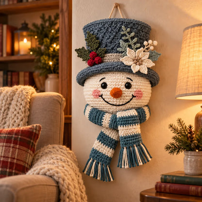 Winterbeeren-Schneemann Türhänger Häkelanleitung ☃️