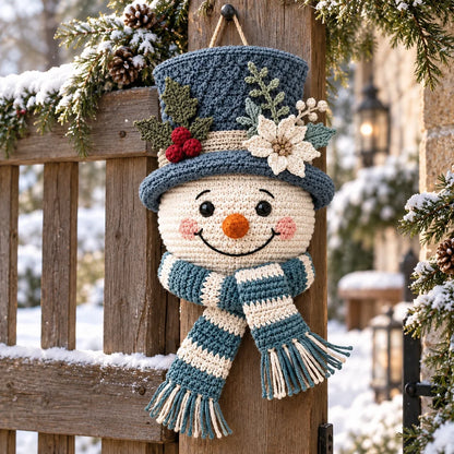 Winterbeeren-Schneemann Türhänger Häkelanleitung ☃️