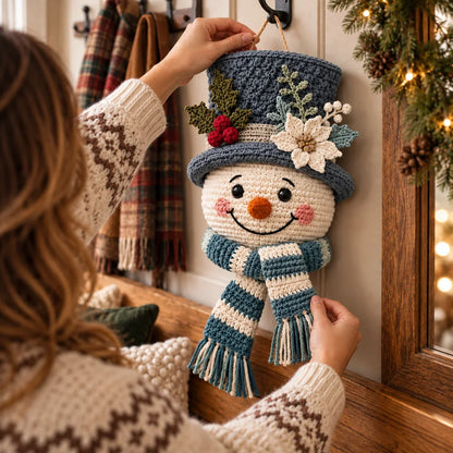 Winterbeeren-Schneemann Türhänger Häkelanleitung ☃️