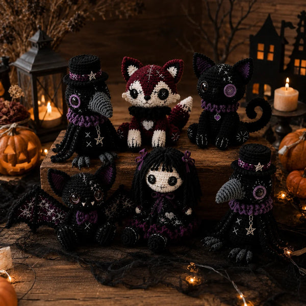Gothic Amigurumi Häkelanleitung - Halloween-Puppenset PDF, verschiedene Größen