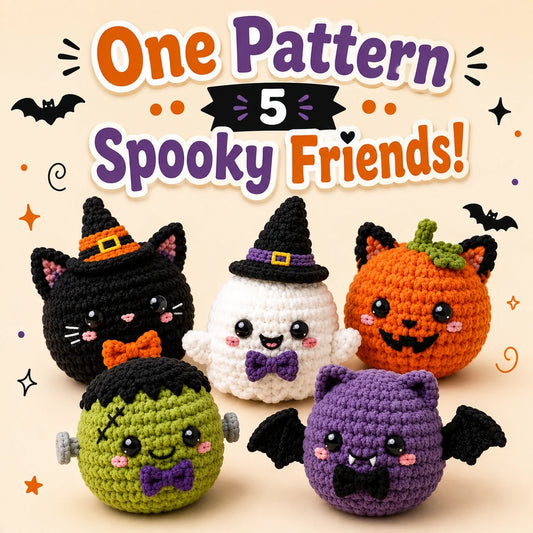 Kawaii Halloween Bao Bun Häkelanleitungs-Set - Amigurumi