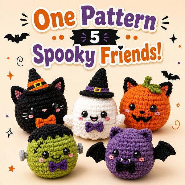 Kawaii Halloween Bao Bun Häkelanleitung Set - Amigurumi