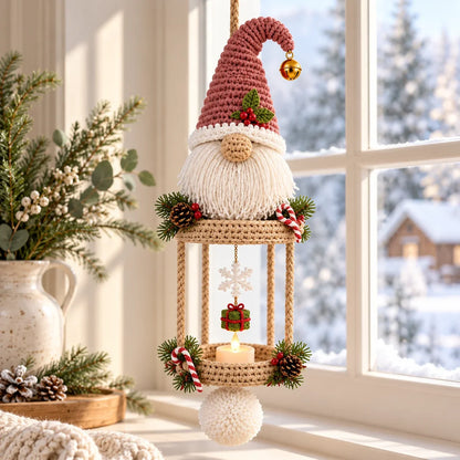 Weihnachtswichtel-Hängelaterne Häkelanleitung – LED-Teelichthalter