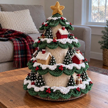 Häkelanleitung Weihnachtsbaum-Lampe – Beleuchtetes Weihnachtsdorf
