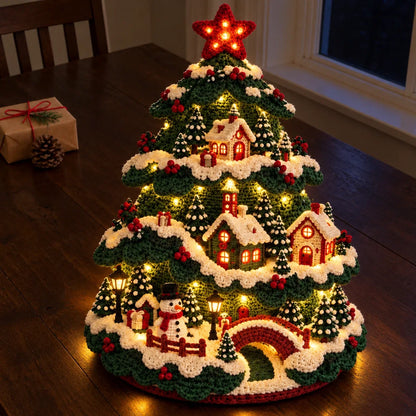 Häkelanleitung Weihnachtsbaum-Lampe – Beleuchtetes Weihnachtsdorf