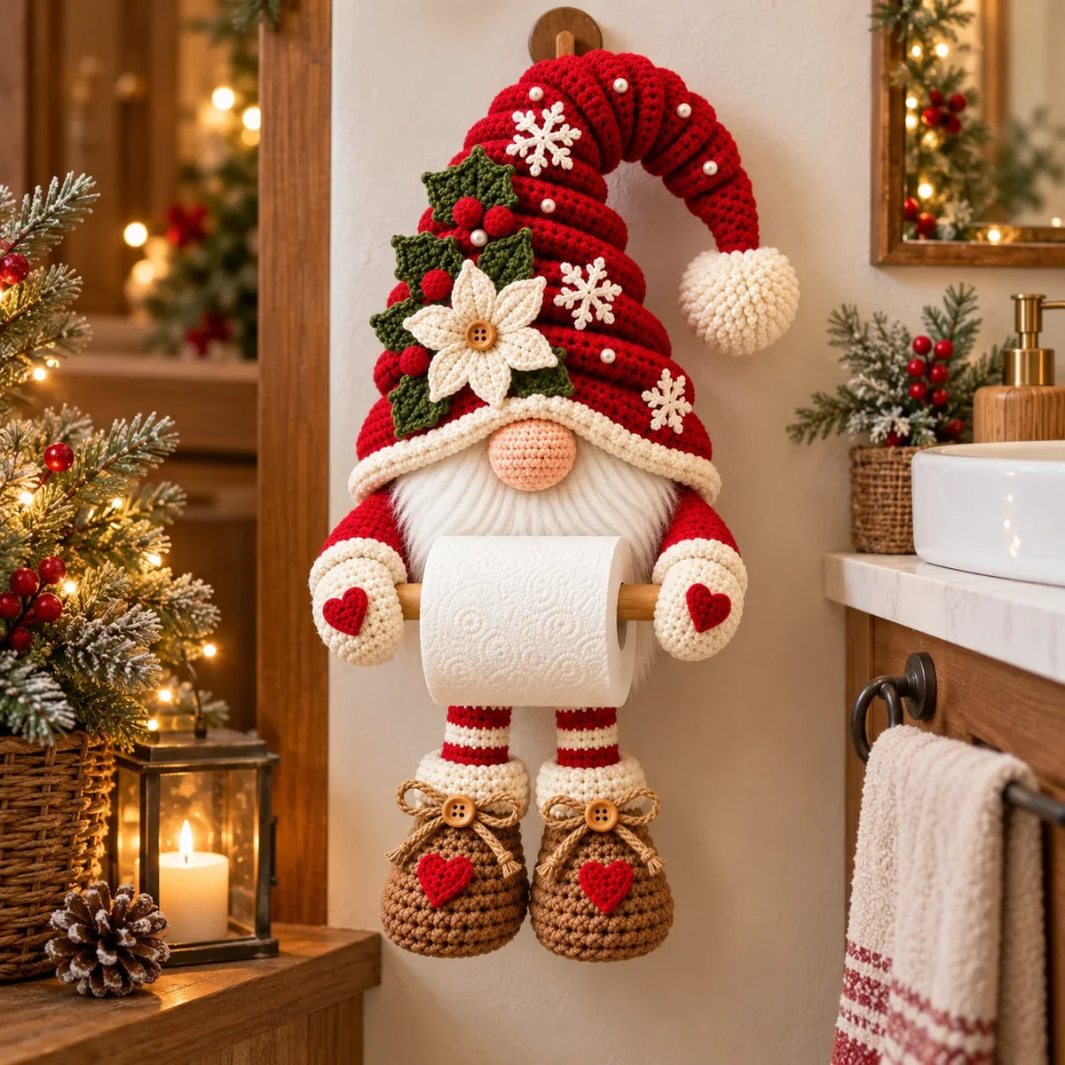 Weihnachtswichtel Klopapierhalter Häkelanleitung