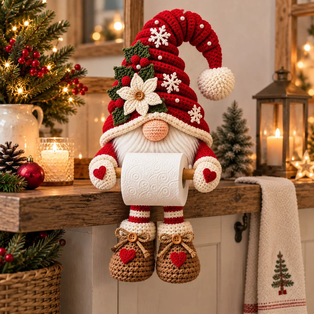 Weihnachtswichtel Klopapierhalter Häkelanleitung