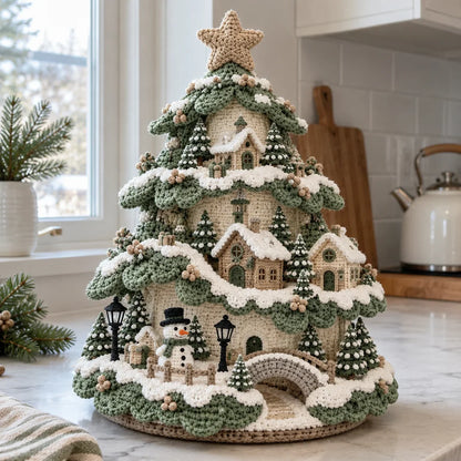 Häkelanleitung Weihnachtsbaum-Lampe – Beleuchtetes Weihnachtsdorf