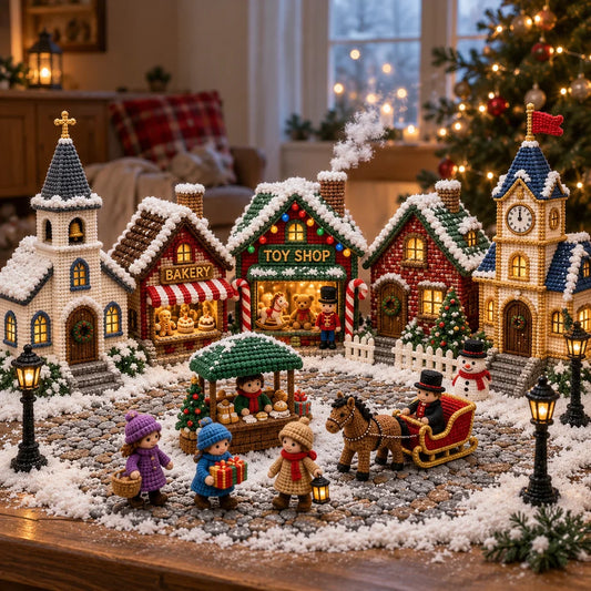 Weihnachtsdorf Häkelanleitungs-Set – 15 Amigurumi-Motive