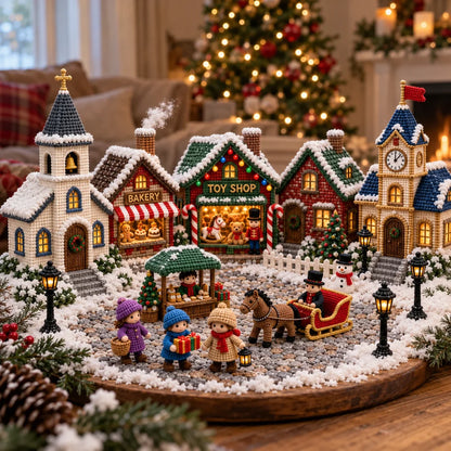 Weihnachtsdorf Häkelanleitungs-Set – 15 Amigurumi-Motive